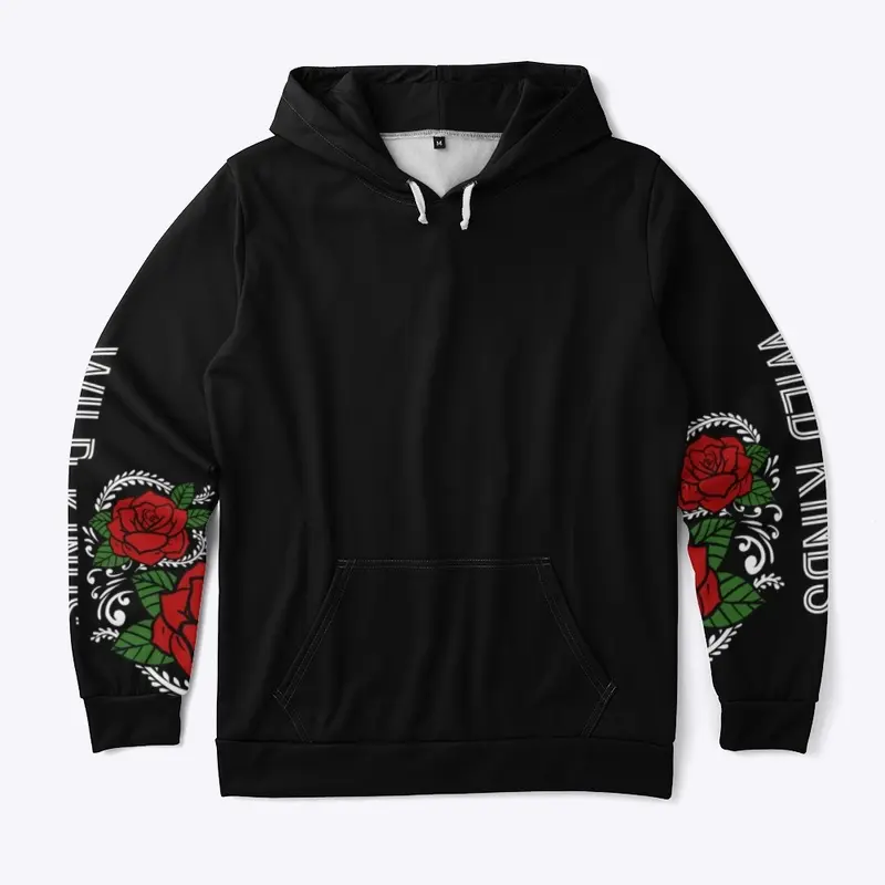 WK Sleeves Red Rose back Hoodie 